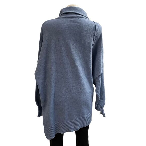 PROMESA High Art Asymmetrical Funnel Neck Sweater Ash Blue wool blend sz Large‎ - Picture 6 of 12